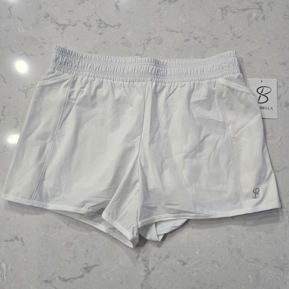 Sofibella Womens White Athletic Golf Shorts Mesh UPF 50 Memory Stretch NWT L